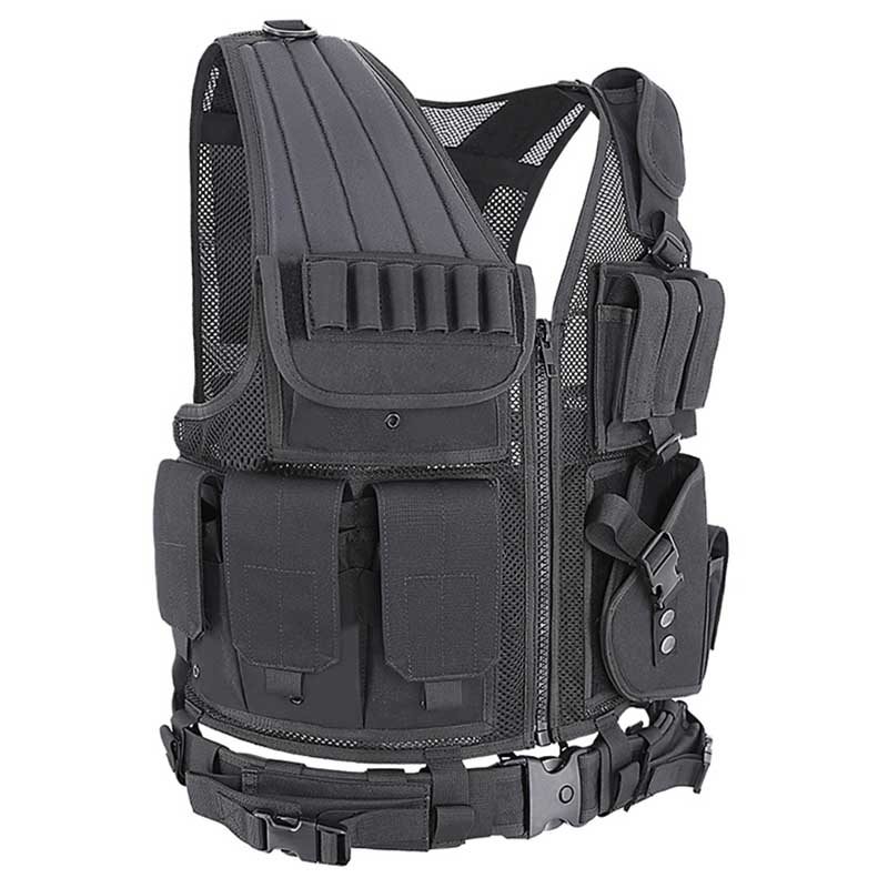 Tactical Vest With Holster Black - kms