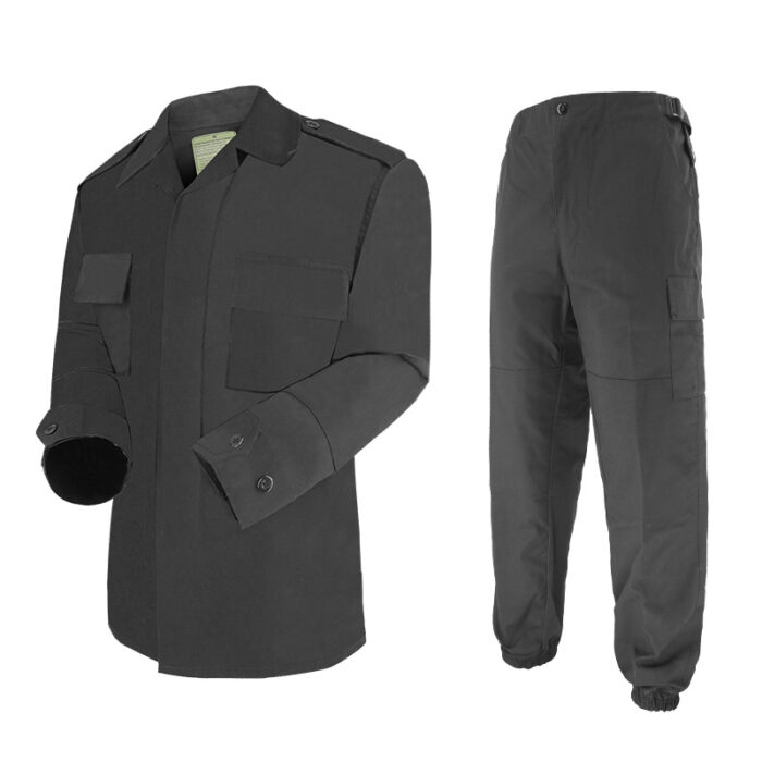 black military combat uniform