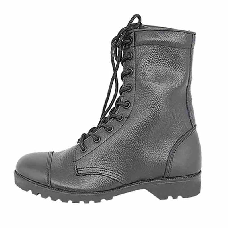 Black Combat Boots Genuine Leather - kms