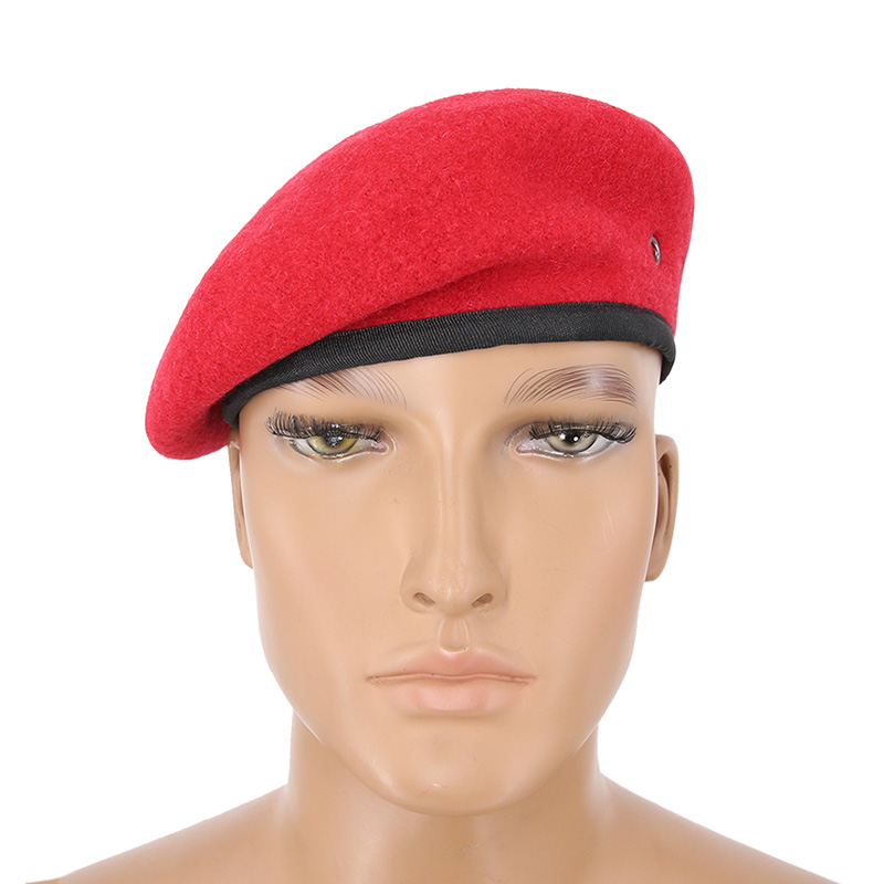Beret Hat Army Red 95% Wool - kms