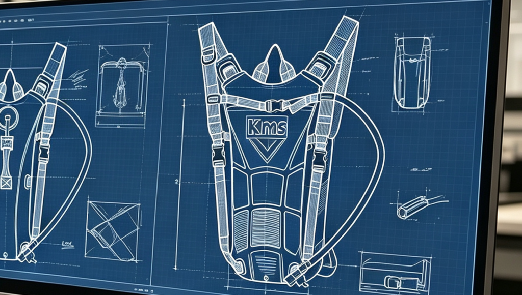 KMS original factory blueprint and CAD design of tactical hydration pack molded back panel